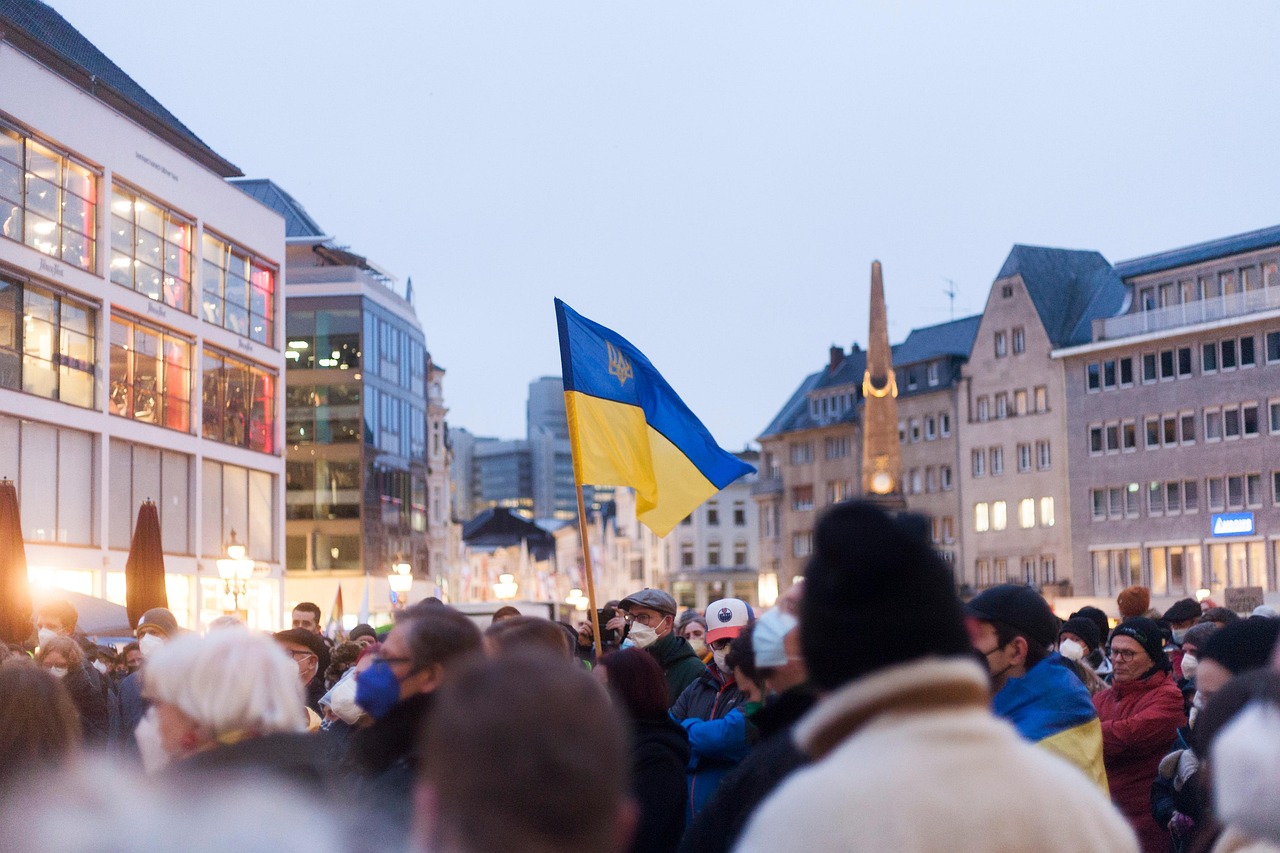 protest crowd flags streets